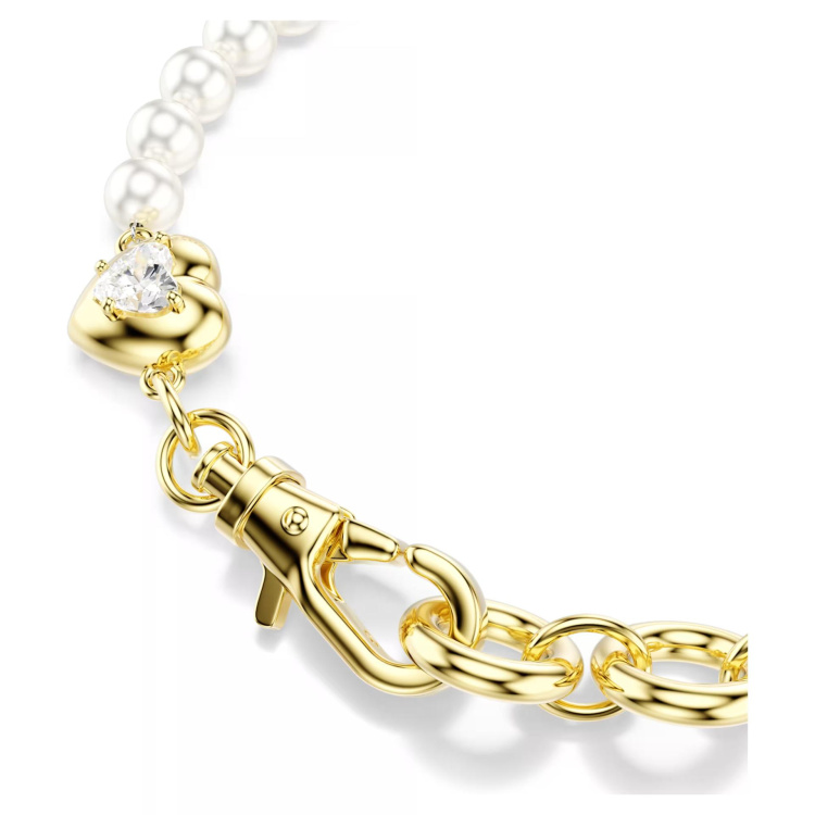 Idyllia bracelet Crystal pearl, White, Gold-tone plated